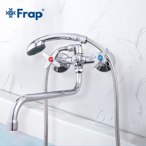 Frap Bathroom Shower Faucets and Cold Water Brass Wall Mounted Mixer Shower Set Tap Chrome Shower Crane Torneiras F2220 201105