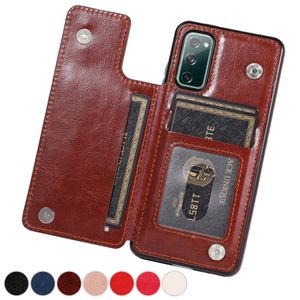 Wallet Leather Double Button Protection Cases For Galaxy S22 S21 S20 Plus Ultra FE S10 S9 S8 Plus A12 A22 A32 A51 A52 A71 A72
