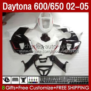 Motorcykelkroppar för Daytona600 Daytona650 02-05 Bodywork 132No.35 Cowling Daytona 650 600 CC 02 03 04 05 Daytona Black White 600 2002 2003 2004 2005 ABS FAIRING KIT