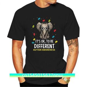 É ok ser diferente elefante autismo consciência tshirt est mens engraçado verão roupas masculinas impressas camisetas 220702