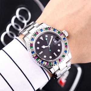 Relógio mecânico automático masculino 41mm 904L Diamante colorido Todos os relógios luminosos à prova d'água de aço inoxidável