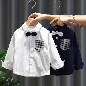 Blouses For Girls Plaid Pattern Shirts For Girl Bow Kids Blouse For Girls Spring Autumn Children's Clothing Girl 210412