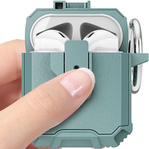 Lock Up Switch Armor Case Headphone Accessories For Apple AirPods 1 2 AirPod Pro Wireless Earphone Full Protective Cover With Key-chain Anti-fall Hard Cover