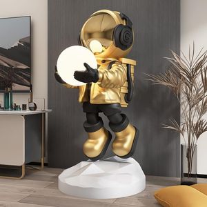 Dekorative Objekte Figuren Moderne Wohnkultur 80CM Astronaut Statue FRP Handwerk Kreative Korridor Licht Innen Große Boden Dekoration Hohe