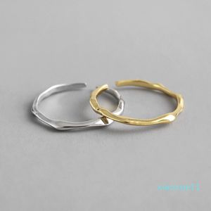 luxury- 925 Sterling Silver Irregular Open Rings For Women New Simple Tiny Wedding Band Adjustable Cuff Ring Lovers Gifts