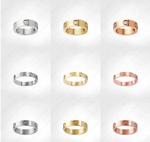 Кольцо Love Screw Ring мужские Кольца группы 3 Diamond дизайнерские роскошные ювелирные изделия женские Титановая сталь Сплав Позолоченное ремесло Золото Серебро Роза Никогда не выцветает Не вызывает аллергии