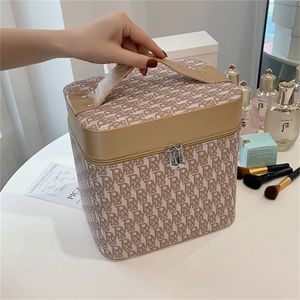 Wholesale cosmetics stores resale online - Vintage printing portable double layer high capacity ins wind net red cosmetic storage box store off Clearance stores