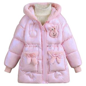 2022 Зимние новые дети с хлопчатобумажным пальто 2-6 т. Детский девочки сгущенным и длинным хлопчатобумажным пальто детское пальто J220718