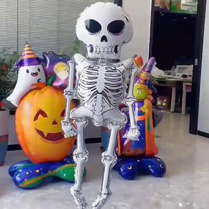 Stor 86x165cm skelett man ballonger halloween dekorationer globos skrämmande halloween skalle ballons halloween fest hem dekorationer