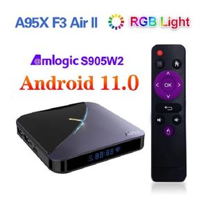A95X F3 AIR II RGBアンドロイド11テレビボックスアムロイスS905W2 2GB 16GBサポートデュアルWIFI 4K BT YouTubeメディアプレーヤー