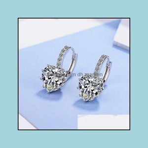 Hoop Hie Earrings Jewelry Crystal Heart 925 Sterling Sier Hoops Female Fine Cute For Women Drop Delivery 2021 Sz95W