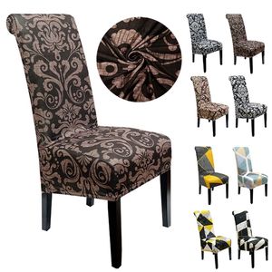 XL -storlek tryckt stol omslag Bohemisk stil med hög ryggstolskydd för matsal bröllop el bankett stretchdekor säte fodral 220517