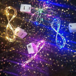Strängar Copper Wire Light Christmas Button String Star Flower Gift Box Decoration LED Stringled