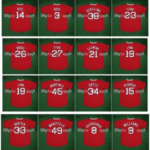 Na85 Retro 23 Luis Tiant Jersey 14 Jim Rice 3 Babe Ruth Curt Schilling 33 Jason Varitek 42 Greg Vaughn 49 Tim Wakefield 9 Ted Williams 8 Carl