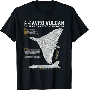 Herr t-shirts vulcan bomber RAF Airplane Aircraft War Plane Blueprint T-shirt Kort ärm Casual Cotton O-Neck Summer Tees