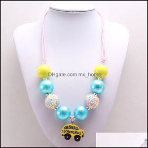 Smycken mode baby chunky bubblegum pärlor halsband med skola b mxhome dh01f