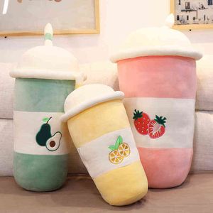 CM Söt avokado Lemon Strawberry Tea Drink Plush Toy Soft Filled Fruit Cushion Kawaii Bubble Creative Decor J220704