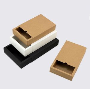 Kartong Kraft Paper Drawer Box Wedding White Gift Packing Paper Box för smycken/Te/Handsoap/Candy SN4364