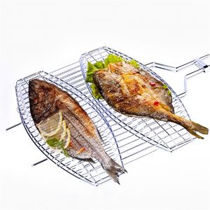 BBQ Bold Acciaio inossidabile Mesh Mat Grill Net Griglia per pesci alla griglia Clip Cestello per grigliare Girarrosto Kitchein Aid Accessori per barbecue T200506