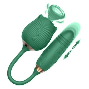 Vibratore per succhiare il clitoride a forma di rosa Vibratore vaginale telescopico Uovo vibrante Ventosa per capezzoli Giocattoli sexy per le donne