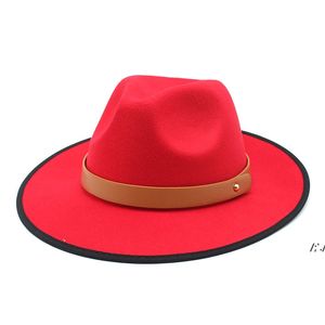 パッチワークトップ帽子の女性Fedora帽子フェルト帽子女性フェデラス女性ワイドブリムキャップファッション秋冬屋外旅行キャップパーティーZZE14003