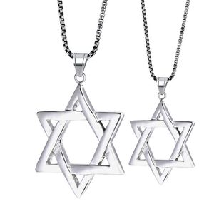 Pendant Necklaces RIR Jewish Magen Star Of David Necklace Men/Women Bat Mitzvah Gift Israel Judaica Hebrew Jewelry Hanukkah Silver Color