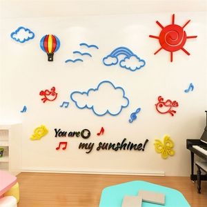 Sky clouds 3d stereo wall stickers elementary school tutoring class classroom background wall corridor stickers children's room T200421