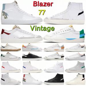 Projektant Blazer Mid 77 Vintage High Low Men Women Buty swobodne buty Jumbo Czarno-kolorowy biały biały indygo sosny zielone trenerzy męskie platforma Platforma 36-45