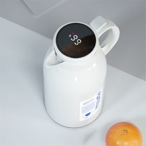 القهوة الحرارية carafe مزدوجة الجدار معزول الترمس وعاء عالية السعة عرض درجة الحرارة الرئيسية المطبخ الشاي قارورة 1.0 1.6 220329