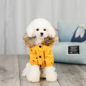 Winter Dog Coat Jacket Fur Collar Pet Clothes For Small Medium Dogs Costume Warm Puppy Outfit Chihuahua Bulldog Pet Clothing Pug 201102