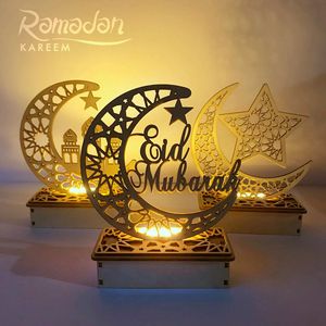 Ornamento de festa de madeira EID Mubarak decoração do Ramadã para casa decoração muçulmana islâmica