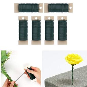 Dekorativa blommor kransar 6 pack 22 gauge grön blommig tråd flexibel blomsterhandlorism