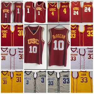 Demar 10 DeRozan 4 Evan Mobley Trikot 1 Nick Young 31 Cheryl Miller 33 Lisa Leslie USC Trojans Stitched College 3 Allen Iverson Trikot Patrick Ewing Trikots