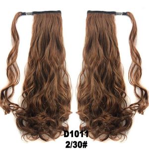 Wholesale synthetic long hair ponytail for sale - Group buy Long Curly Brown Ponytail Hair Extension Synthetic Fake Ponytails Clips Natural Ponytail hairpieces Multicolor
