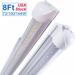 V-şekilli entegre T8 led tüp 2400mm 4 5 6 8 ft ayak floresan lamba 8ft 4ft led ışık tüpleri soğutucu kapı aydınlatma ultra parlak gün ışığı 6500 k dükkanı lambaları