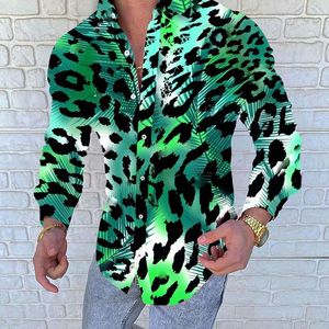 Mäns casual skjortor sommar lös ärm överdimensionerade skjorta män tiger leopard tryck lapel halsknapp upp blus streetwear sexiga menmen's