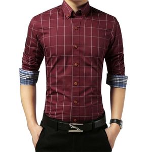 Codzienne wypoczynek Koszulka Plaid Men koszule wiosna jesień Nowy moda długie rękaw Slim Fit Shirts Men Bluzka 4xl 5xl 210412