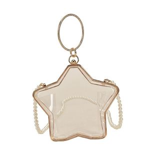 Evening Bags Japan And Korean Style Color Transparent Box Acrylic Art Ring Wristlets Bag Solid Chain Pearl Strap Shoulder BagEvening