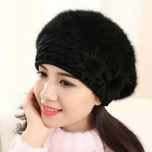 Berets Top Selling 2022 Women Cotton Cap Slouch Baggy Winter Warm Soft Crochet Female Hat Ladies Flower Hats DropBerets Chur22