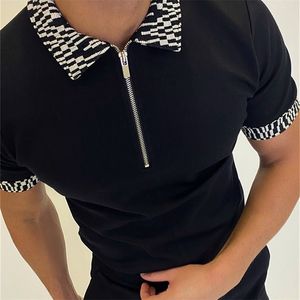 Zíper polo camisa masculina tritching short masculino roupas de pólo de luxo masculino de luxo camise