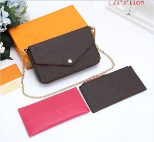 Print Mobile phone bag wallet three-piece 3pcs set chain Genuine Leather Designer Crossbody Women Shoulder Bags Cross body Purse Messenger Handbags with Box