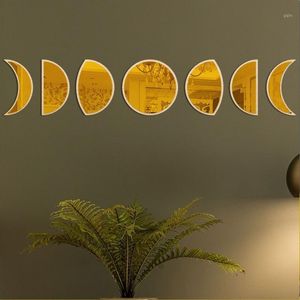 Formaufkleber großhandel-Wandaufkleber Stil R Eclipse Form Böhmische Dekor Zubehör Nagelfrei Spiegel Mondphase Set Basswood
