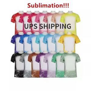 UPS Fast shipping New Sublimation Bleached Shirts Heat Transfer party Bleach Shirt Bleached Polyester T-Shirts US Men Women Supplies GG0309