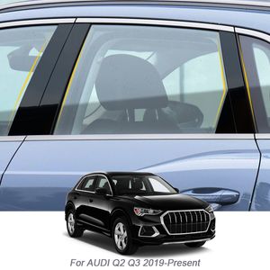 6st CAR Window Center Piller Sticker PVC Protect Trim Anti-Scratch Film för Audi Q2 Q3 F3 2017-Present Externt Auto Accessory