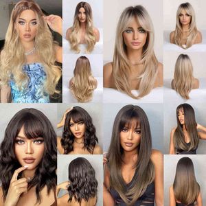 Easihair Long Blonde Ombre Synthetic Wigs for Women Wig Middle Part High Density Temperature Wavy Cosplay Heat Resistant 220622
