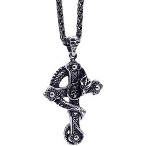 Mode Tide Brand Magic Dragon Cross Pendant Halsband Titanium Steel Mens Personlighet Hip-Hop Domineering Accessories