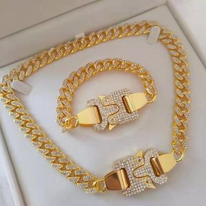 Chains Rhinestone Iced Out Miami Cuban Link Chain Necklace For Men Bracelet Set Women Hip Hop Jewelry On The Neck GiftChainsChains Sidn22