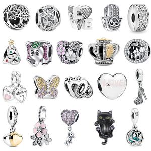 Moda s925 Sterling Silver Bead Charms Lusso Perline Fai da te Regalo donna Corona Ciondolo gatto nero Originale Fit Pandora Dream Catcher Bracciale Gioielli classici