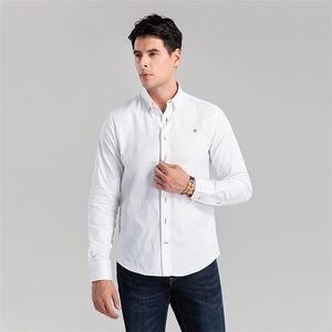CHCH Moda 100% Algodão Camisa de Manga Longa Sólida Slim Fit Social Social Negócio Casual Vestido Branco Camisas Pano 220401