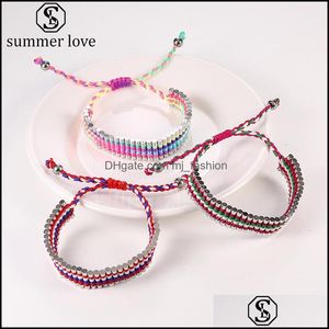 Ссылка цепочки браслеты ювелирные украшения Colorf Woven Mti-слоя дружбы веревочный шарм для женщин девочки Je dhfw2